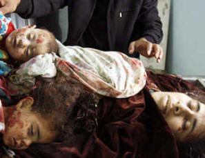 This photo is from a similar incident in 2006, in which an entire Palestinian family was killed